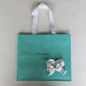 Tiffany & Co. Turquoise Shopping Bag with White Ribbon Bow